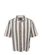 Onstes Rlx Ctn Slub Stripe Ss Shirt Tops Shirts Short-sleeved Green ONLY & SONS