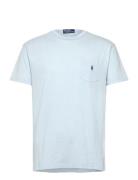 Classic Fit Cotton-Linen Pocket T-Shirt Tops T-Kortærmet Skjorte Blue Polo Ralph Lauren