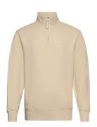 Waffle Texture Half Zip Tops Sweatshirts & Hoodies Sweatshirts Beige GANT