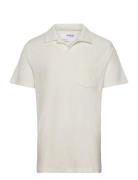 Slhrelax-Terry Ss Resort Polo Ex Tops Polos Short-sleeved Cream Selected Homme