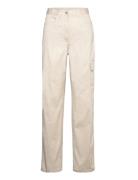 Stretch Twill High Rise Straight Bottoms Trousers Cargo Pants Beige Calvin Klein Jeans