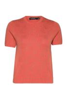 Monogram Jacquard Short-Sleeve Sweater Tops Knitwear Jumpers Orange Lauren Ralph Lauren