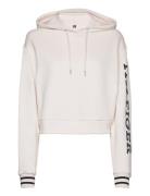 Reg Monotype Slv Crop Hoodie Tops Sweatshirts & Hoodies Hoodies White Tommy Hilfiger