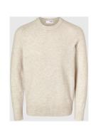 Slhrai Ls Knit Crew Neck Noos Tops Knitwear Round Necks Cream Selected Homme