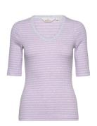 Ludmilla Ss Tee Gots Tops T-shirts & Tops Short-sleeved Purple Basic Apparel