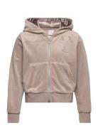 Sweater Zip Hood Velour Tops Sweatshirts & Hoodies Hoodies Beige Lindex