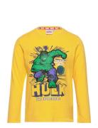 Long-Sleeved T-Shirt Tops T-shirts Long-sleeved T-Skjorte Yellow Marvel