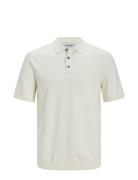 Jjeemil Knit Polo S/S Sn Tops Knitwear Short Sleeve Knitted Polos White Jack & J S