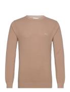 Cotton Pique C-Neck Tops Knitwear Round Necks Beige GANT