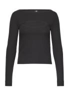 Cut-Out Slim Boat T L\S Wmn Tops T-shirts & Tops Long-sleeved Black G-Star RAW