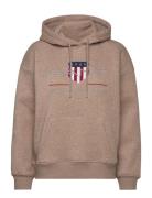 Rel Archive Shield Hoodie Tops Sweatshirts & Hoodies Hoodies Brown GANT