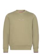 Tommy Logo Tipped Crewneck Tops Sweatshirts & Hoodies Sweatshirts Green Tommy Hilfiger