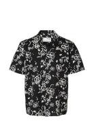 Slhrelaxsun Shirt Ss Resort Tops Shirts Short-sleeved Black Selected Homme