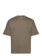 Slhlooseoscar Ss O-Neck Tee Noos Tops T-Kortærmet Skjorte Khaki Green Selected Homme