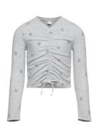 Top Long Sleeve Embroidery An Tops T-shirts Long-sleeved T-Skjorte Grey Lindex