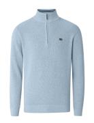 Clay Cotton Half-Zip Sweater Tops Knitwear Half Zip Jumpers Blue Lexington Clothing