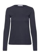 Long Sleeve Cotton T-Shirt Tops T-shirts & Tops Long-sleeved Navy Mango