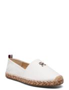 Th Leather Flat Espadrille Espadrillos Flade Sandal White Tommy Hilfiger