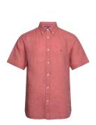 Pigment Dyed Linen Rf Shirt S/S Tops Shirts Short-sleeved Pink Tommy Hilfiger