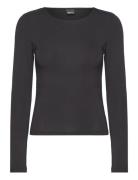 Soft Touch Crew Neck Top Tops T-shirts & Tops Long-sleeved Black Gina Tricot