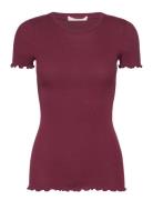 Rwbernadine Ss Regular O-Neck T-Shi Tops T-shirts & Tops Short-sleeved Burgundy Rosemunde