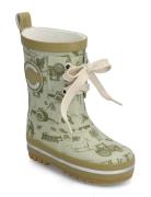 Printed Wellies W. Lace Shoes Rubberboots High Rubberboots Green Mikk-line