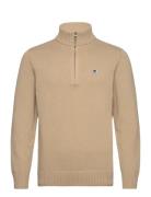 Blu Halfzip Jumper Tops Knitwear Half Zip Jumpers Beige Double A By Wood Wood