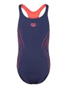 Girl's Arena Reflecting Swimsuit Swim Pro Back Nav Badedragt Badetøj Navy Arena