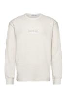 City Grid Ls Tee Tops T-Langærmet Skjorte Cream Calvin Klein Jeans