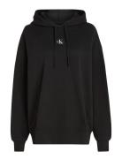 Woven Label Over D Hoodie Tops Sweatshirts & Hoodies Hoodies Black Calvin Klein Jeans