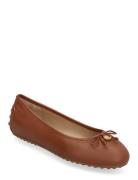 Jayna Pebbled Leather Driver Flat Ballerinasko Ballerinaer Brown Lauren Ralph Lauren