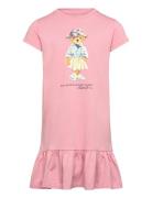 Polo Bear Cotton Jersey Tee Dress Dresses & Skirts Dresses Casual Dresses Short-sleeved Casual Dresses Pink Ralph Lauren Kids