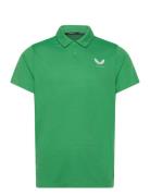 Engineered Knit Polo Tops Knitwear Short Sleeve Knitted Polos Green Castore