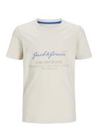 Jjgreat B2S Logo Tee Ss Ln Jnr Tops T-Kortærmet Skjorte Cream Jack & J S