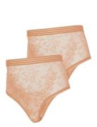 Mlhailee New Lace Hw Brazillian 2-P A. Lingerie Panties High Waisted Panties Beige Mamalicious