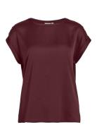 Viellette S/S Satin Top - Noos Tops T-shirts & Tops Short-sleeved Burgundy Vila