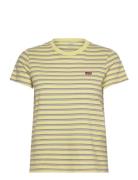 Perfect Tee Cool Stripe Powder Tops T-shirts & Tops Short-sleeved Yellow LEVI´S Women