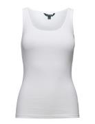 Cotton-Blend Tank Top Tops T-shirts & Tops Sleeveless White Lauren Ralph Lauren