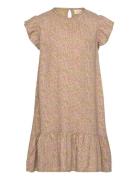 Dress Ss Multi Flower Dresses & Skirts Dresses Casual Dresses Short-sleeved Casual Dresses Beige Creamie