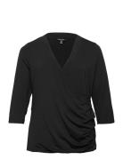 Surplice Jersey Top Tops T-shirts & Tops Long-sleeved Black Lauren Women