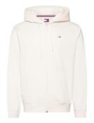 Tjm Reg S Flag Zip Thru Tops Sweatshirts & Hoodies Hoodies White Tommy Jeans