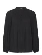 Pleated Georgette Blouse Tops Blouses Long-sleeved Black Lauren Ralph Lauren