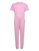 Marl Lounge Ss Crop Top And Cuff Jogger Sets Sets With Short-sleeved T-shirt Pink Juicy Couture