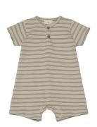 Playsuit Ss Stripes Bodysuits Short-sleeved Beige En Fant