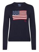 Flag Cotton Crewneck Sweater Tops Knitwear Jumpers Navy Polo Ralph Lauren