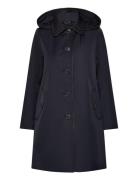 Faux-Leather-Trim Hooded Coat Outerwear Parka Coats Navy Lauren Ralph Lauren