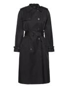 Belted Double-Breasted Trench Coat Trenchcoat Frakke Black Lauren Ralph Lauren