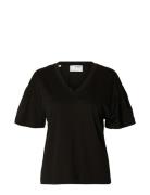 Slfcarli Ss V-Neck Tee Tops T-shirts & Tops Short-sleeved Black Selected Femme