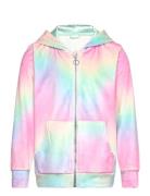 Hoodjacket Velour Rainbow Aop Tops Sweatshirts & Hoodies Hoodies Pink Lindex