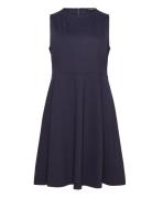 Ponte Fit-And-Flare Dress Knælang Kjole Navy Lauren Women